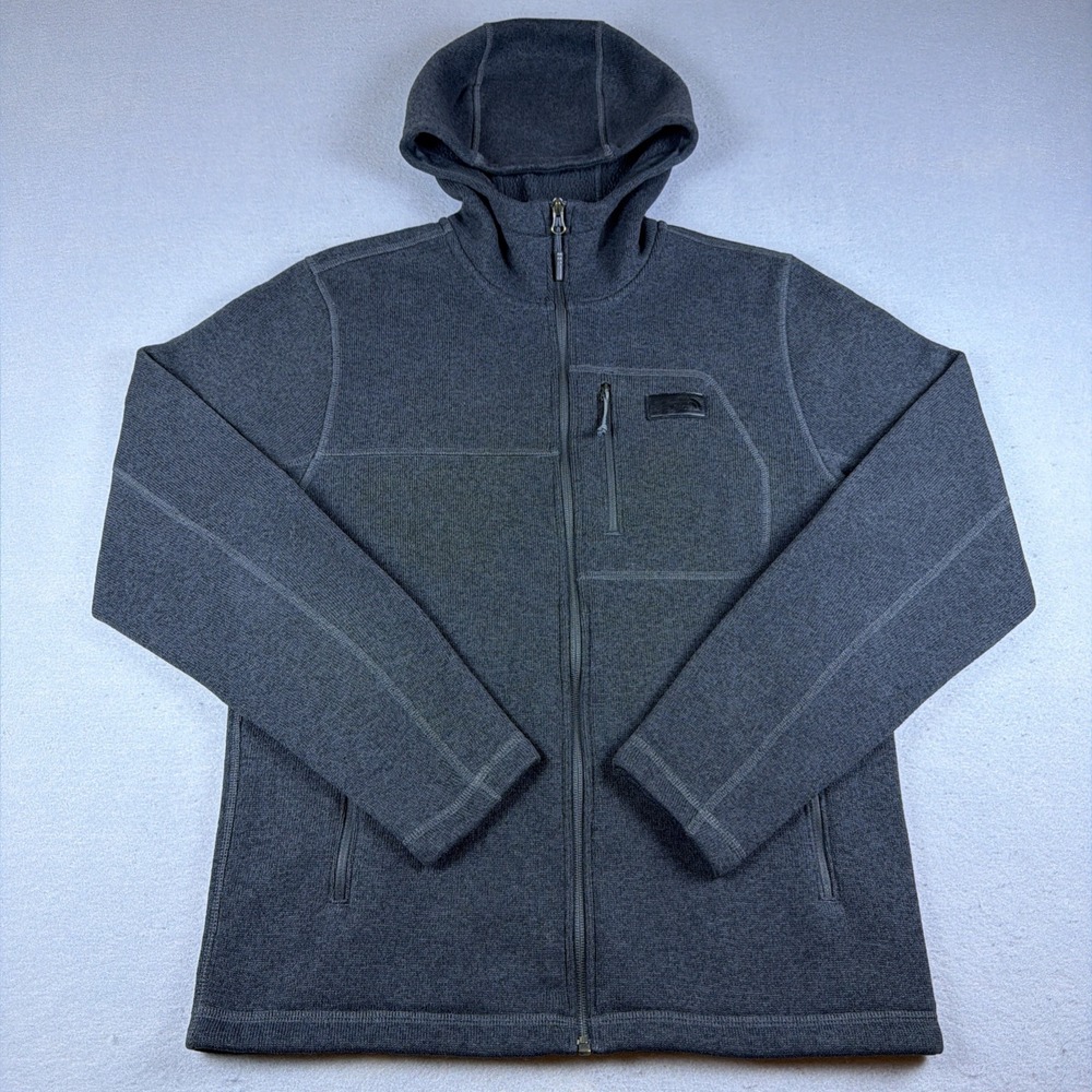 The North Face Gordon Lyons Full Zip Jacket Mens Medium Gray Hoodie Sherpa Lined